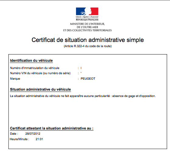 certificat non gage